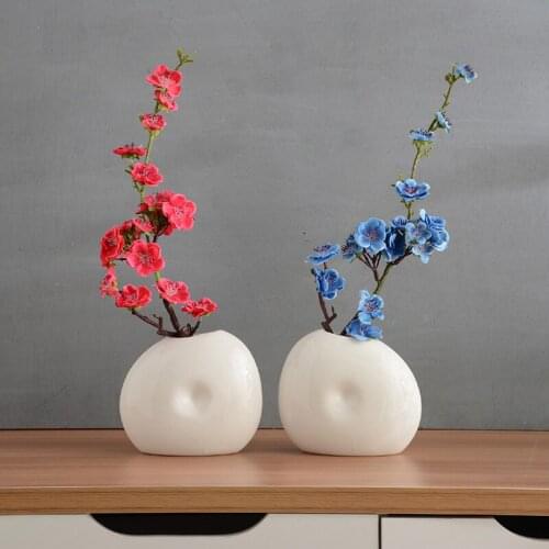 Traditional Chinese Ceramic vase Buddhist mood Plum blossom Flat bottle Vases Dry flowers Crafts Home decoration Bottles