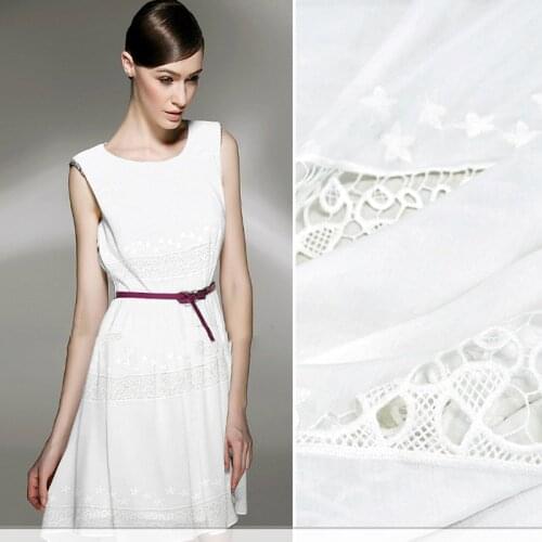 Spring and summer hollow flower embroidery silk cotton fashion fabric, sewing fabric factory store is not out of stock