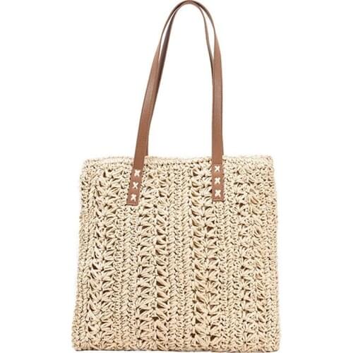 High Capacity Large Summer Straw Bags Simple Fashion Travel Ladies Shoulder Handbags Top Handle Totes