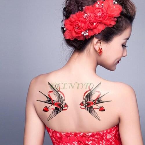 Waterproof Temporary Tattoo Sticker fly bird red heart tatouage tatto flash tatoo fake tattoos for girl women femme Men