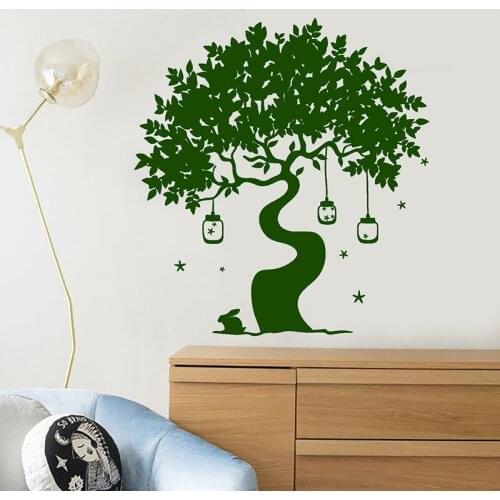 Magic Tree Wall Decal Fairytale Rabbit Vinyl Window Stickers Art Kids Bedroom Nursery Home Decoration Natural Art Wallpaper E670