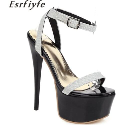 ESRFIYFE 2021 New Big Size Platform Peep Toe High Heel Sandals Women Ankle Strap Shoes Gladiator Party Dress Shoes Catwalk Shoes