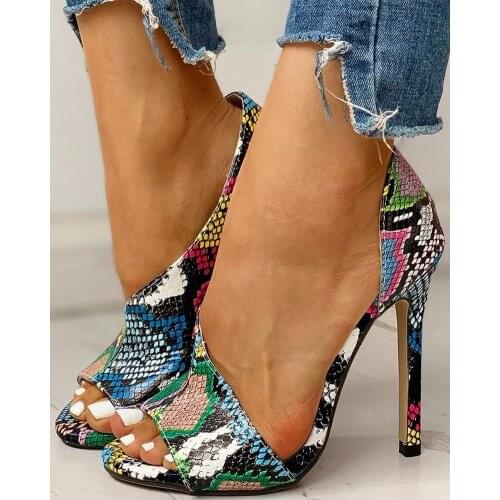 Womens High Heels, Snakeskin Pattern, Fish Mouth, One Foot, Womens High Heels, Womens Single Shoes Heels Women