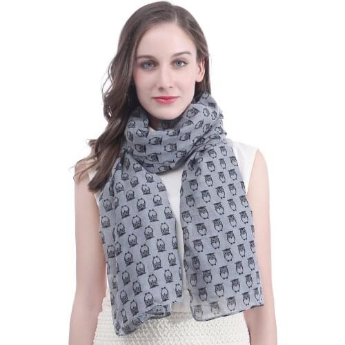 Vintage Owls Print Womens Scarf Shawl Wrap Soft Lightweight