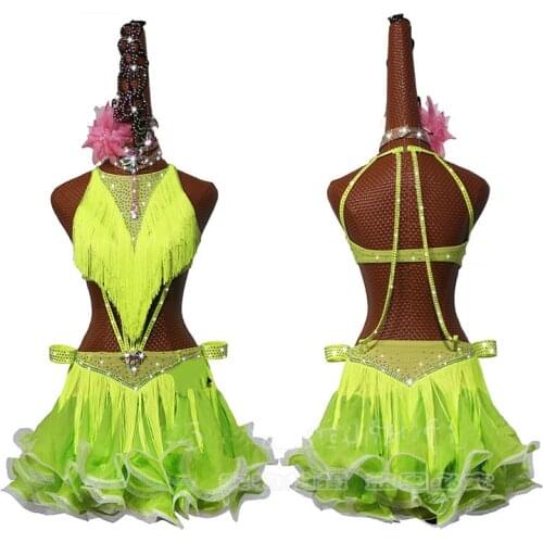 New Latin Dance Dress For Women Club Party Dancer Singer Rhinestones Fringe Latin Dance Skirt Entertainer Tassel Dance Dresses