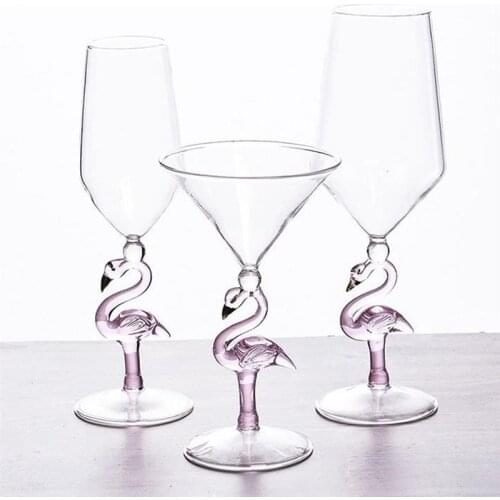 1Pc Decorative Flamingo Shape Wine Glass For Home Bar Restaurant Glass Flamingo Glass Wine Glass Cocktail Glass Bordeaux Goblet