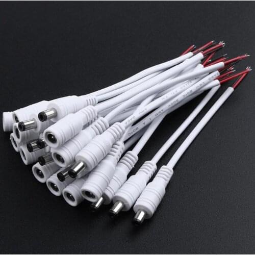10pcs 5.5x2.1 DC 12/24V Male+Female Plug Cable Wire Connector for LED Strip Light Ceiling Light DC led Strip Light Connectors