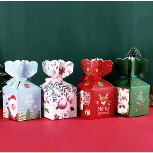 10Pcs Christmas Gift Package Boxs Cute Santa Claus Printed Paper Box Wedding Birthday Party Candy Box
