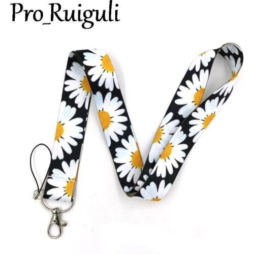 100pcs Daisy Flowers Classical Style Lanyard For keys The 90s Phone Working Badge Holder Neck Straps With Phone Ropes Lanyards
