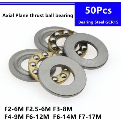 50Pcs F2-6M F2.5-6M F3-8M F4-9M F6-12M F6-14M F7-17M Plane Thrust Axial Metal Ball Bearing