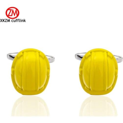 Brand yellow Safety hat Cufflinks High Quality for Mens Shirt Wedding Party Cuff Links The Bake Lacquer Cuff Button Accessories