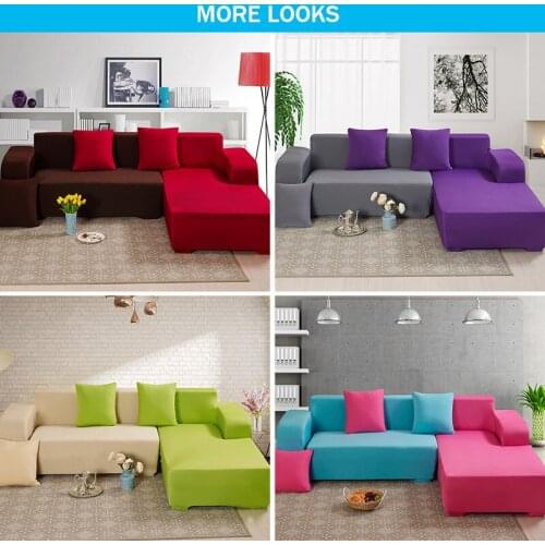 Modern Armchair Couch Covers Simple Solid Color Elastic L Shape Sectional Slipcovers All Cover Stretch 1/2/3/4 Seater Sofa Cover