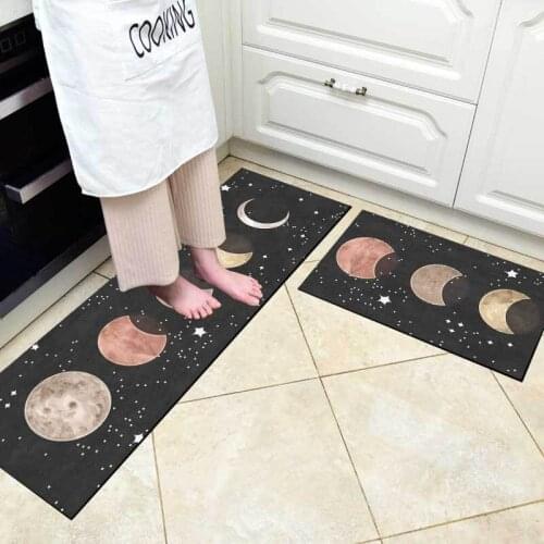 Long Blanket Kitchen Mat Modern Night Sky Moon Star Entrance Mat Anti-Slip Bedroom Bedside Carpet Bathroom Hallway Kitchen Rugs