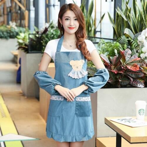 Sleeveless Fabric Countryside Korean Version Cartoon Clean Apron + Sleeve Antifouling Kitchen Apron