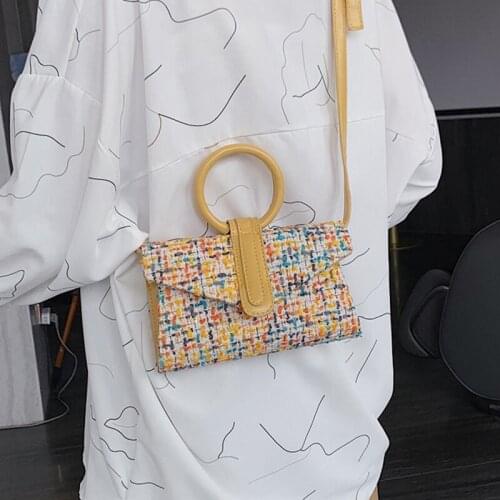 Korean Style Round Handle Portable Straw Bag Women Fashion Belt Diagonal Bag Womens Summer Simple Shoulder Bags Woman New 2021