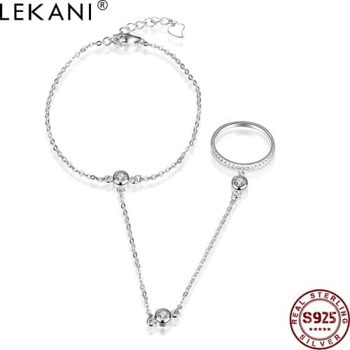 LEKANI Bracelets For Women S925 Sterling Silver Bracelet & Bangle 5A Cubic Zirconia Handmade Finger Fine Jewelry New Arrival