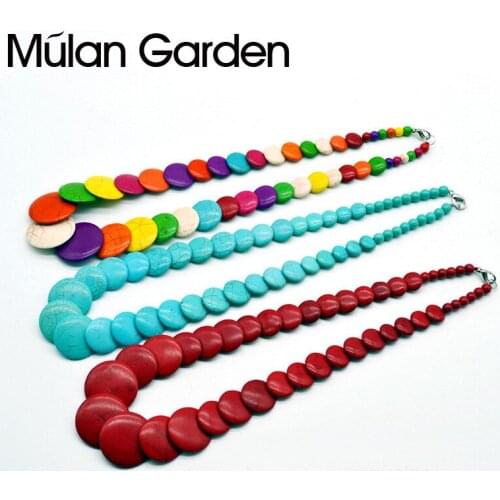 M&G Trendy Candy Colors Circel Stone Necklace for Women Girl Fashion Jewelry Hot Sale Gift Accessories Drop Shipping Wholesale