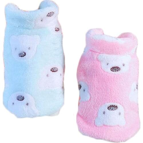 Cartoon Dog Coat Winter Cat Clothing Costume Bear Pattern Fleece Warm Jacket Winter Sleeveless Hoodies Coat For Small Medium Dog