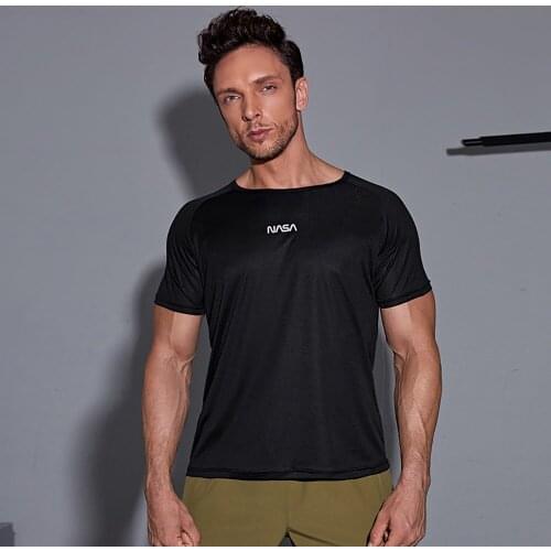 Men Running Jogging T Shirt, Sweat Wicking Fabric Compression Fitness Gym Soccer Short Sleeved Tee Jersey Sportswear Tshirts