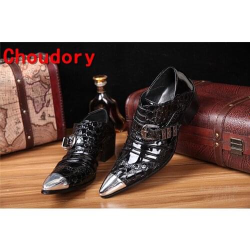 Choudory mens patent leather black shoes elegant python skin shoes pointy dress wedding formal shoes men shoe lasts plus size
