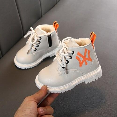 NEW 2020 Winter Childrens Boots Boys Plush Martin Boots Casual Warm Fashion Ankle Shoes For Kids Sneakers Baby Girls Snow Boots