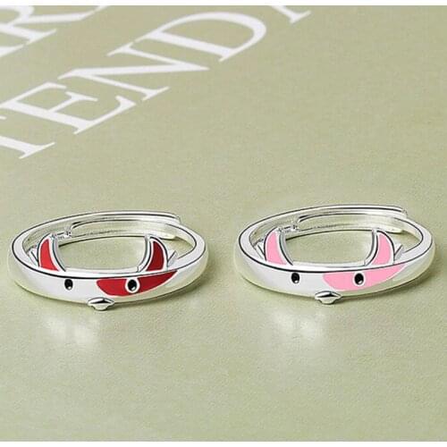 Punk New Creative Fashion Red Pink Calf Ring Female Rings for Girl Unusual Jewelry Cool Gift Viking Hunter x Hunter 2020 Trend