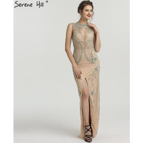 New Diamond Beading Luxury Evening Dresses 2020 Sleeveless Illusion Mermaid Fashion Sexy Evening Gowns Serene Hill LA6578