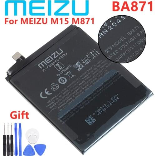 Meizu New Original 3060mAh BA871 Battery For MEIZU M15 M871 Series Smartphone Battery + Free Tools