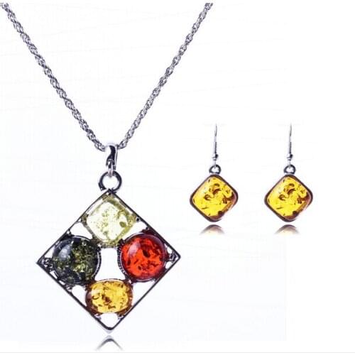 Retro Personality Hollow Square Jewelry Sets Necklace Earrings Fashion Jewelry