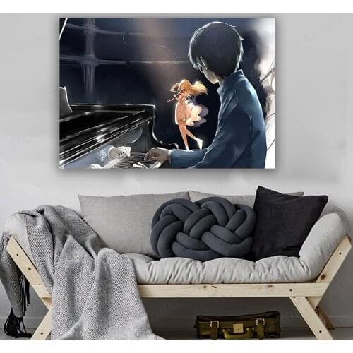 Your Lie in April Poster Print,Anime Wall Decoration,Piano Watercolor Print,Anime Art Poster,Violin Art Print