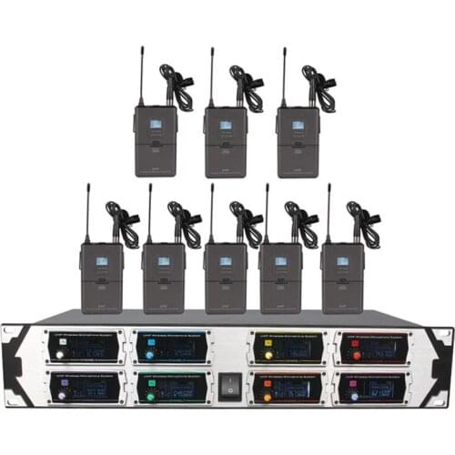 Professional wireless microphone series 8 channels 8 headset microphone stage church school performance