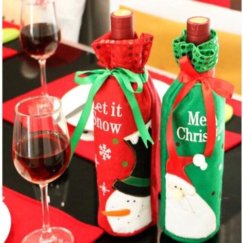 Christmas Decorations for Home Santa Claus Wine Bottle Cover Snowman Stocking Gift Holders Xmas Navidad Decor New Year