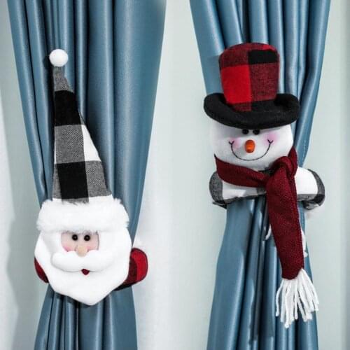 Christmas Decorations Curtain Buckle Santa Snowman Design Christmas Gift Fabric Window Decorating Drape Hook Home Decor 2021