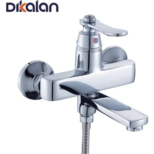Dikalan Bath Faucet Modern Style Cold and Hot Water Faucet Home Deck Mounted Ceramic Single Hole Tap Chrome Shower Faucet 3107-2