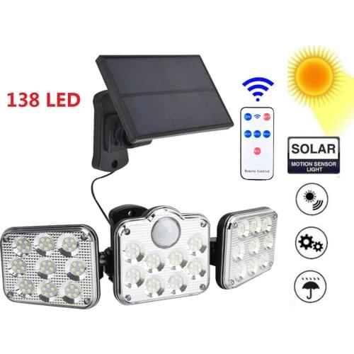 138 led seperable remote Solar Light PIR Motion Sensor Solar Lamp Waterproof Outdoor Garden Yard Path Décor security Sunlight re