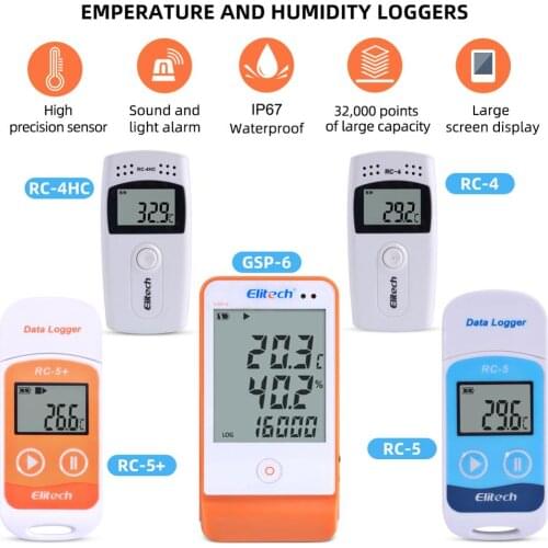 High Precision Thermometer Data Logger RC-4/4HC/5/5+/GSP-6 Digital USB Temperature Humidity Data Logger Built-in NTC Sensor
