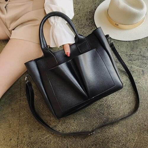 Womens bag 2020 new pu leather Korean version of the solid color shoulder bag retro pu female bag handbag