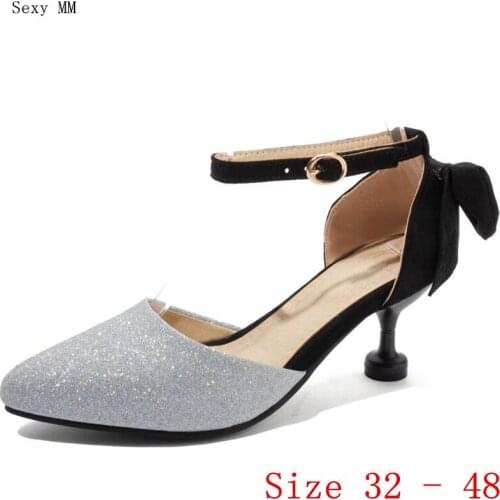 Women High Heels Pumps D'Orsay High Heel Shoes Stiletto Woman Party Shoes Kitten Heels Small Plus Size 32 - 48