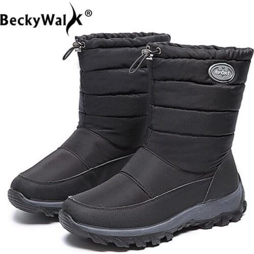 Snow Boots Women Boots Waterproof Non-slip Mid-calf Boots Fur Warm Winter Shoes For Women Down botas de mujer 41 42 43 WSH3718