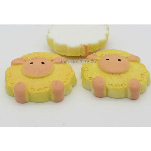 1pcs/lot resin flat back yellow color goat sheep head 25mm Scrapbook Embellishment DIY Phone Decoration C201-3
