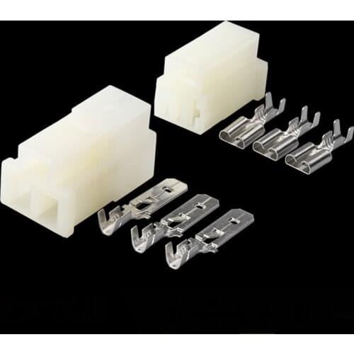 100sets wire male connector Black female cable connector terminal Terminals 3-pin connector Plugs sockets seal DJ7036-6.3-11/21