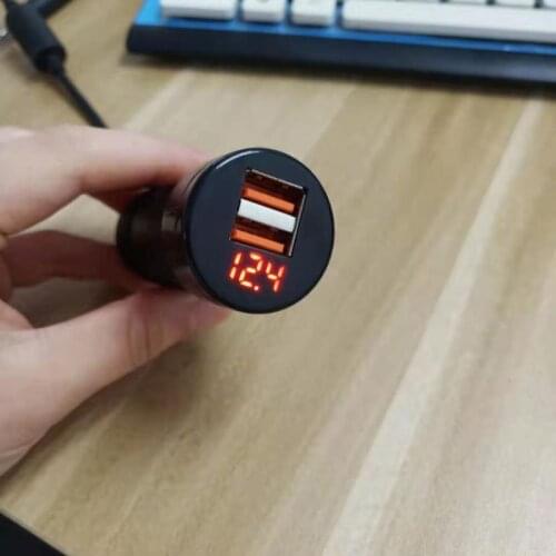YYDS 12V/24V Dual Ports 3.1A USB Car Cigarette Charger Lighter Digital LED Voltmeter Power Adapter for Mobile Phone Tablet GPS