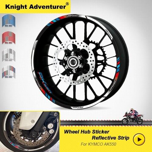 For KYMCO AK550 AK 550 12 X Thick Edge Outer Rim Sticker Stripe Wheel Decals Motorcycle Reflective waterproof Sticker
