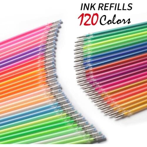 120pcs Gel Pens Refill Set Colorful Painting Drawing Pen Shinning Refill Painting Graffiti Pen Refills School Stationery Supply