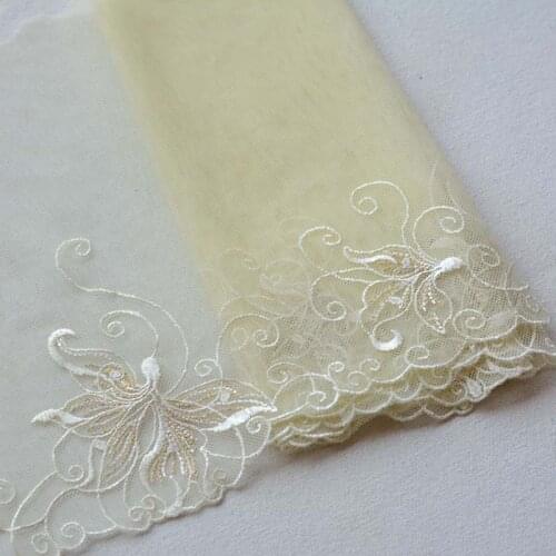 14Meters Black Light Beige Yellow Flower Mesh Tulle Embroidered Lace Trim Decoration Accessories for Sofa Curtain Bra Underwear