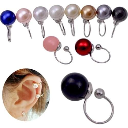 4pcs Ear Clip Cuff Wrap Earrings Simulated Pearl U Shape Clip Fake Nose No piercing Clip on Tragus Helix Body Piercing Jewelry