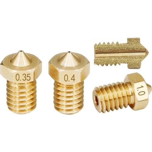 5pcs/lot V5 V6 Nozzle 0.2 0.25 0.3mm 0.4mm 0.5 0.6 0.8 1.0 Part Copper 3.0mm Filament M6 Threaded Brass 3D Printers Parts
