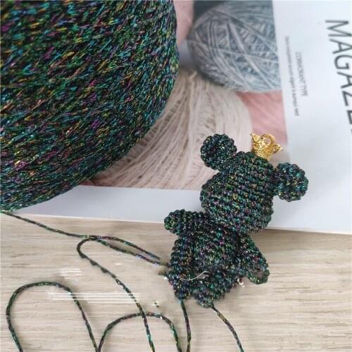 50g/ball Colorful Unique Gold Silver Silk Cotton Metallic Yarn Skein Crochet Yarn Hand-woven Violent Bear Yarn Craft