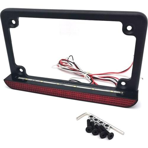 Aluminum 12V LED Motorcycle License Plate Mounting Frame with Tail Brake Light