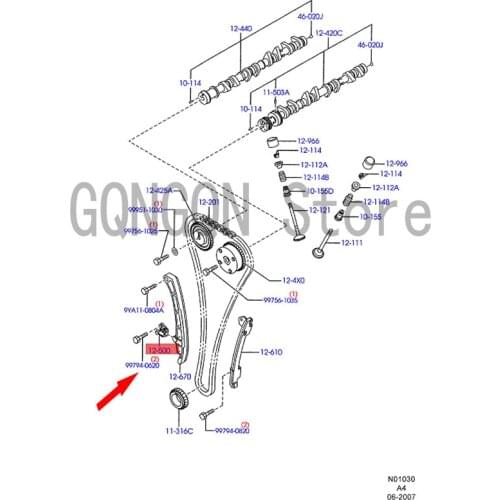 CAR timing chain top For dMo nd eoF oc usF ies taM az da Engine timing chain Engine oil pump chain Tensioner assembly
